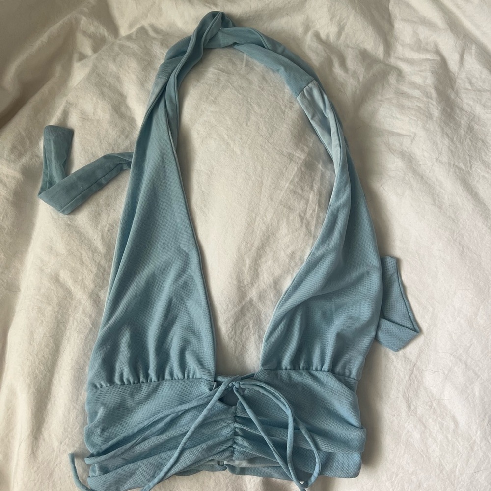 Princess Polly Sky Blue Halter Top